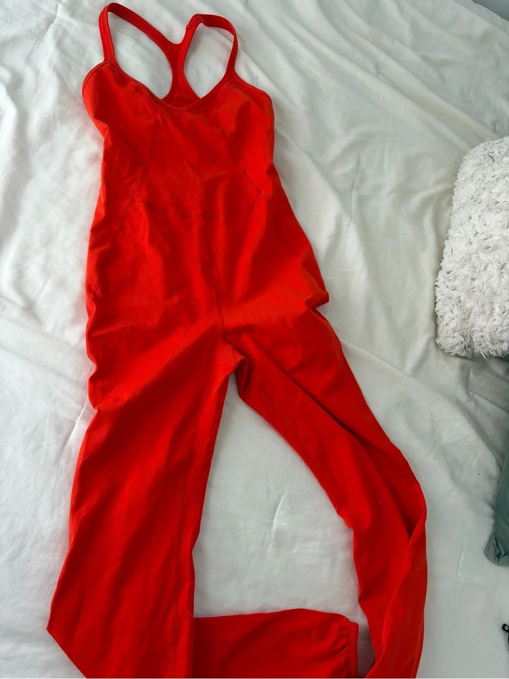 Free People Bright Red Strappy V-Neck Jumpsuit